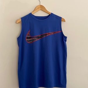 Nike Sri-fit workout top in blue and black